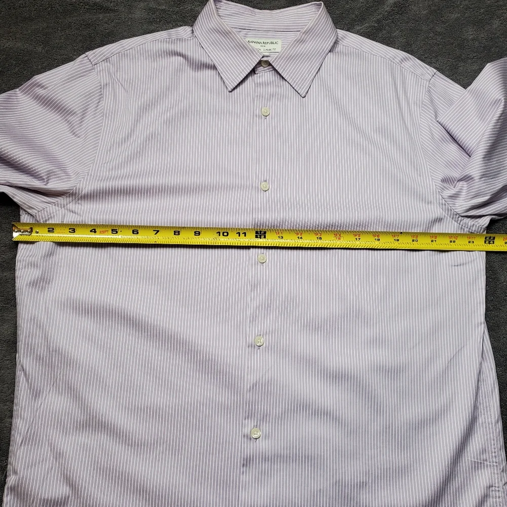 Banana Republic Mens L 16-16.5 Classic Fit Purple Stripe Dress Shirt 100% Cotton